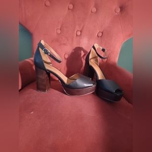 Shellys London Open Toe Ankle Strap Block Heel Platform Shoes Heels